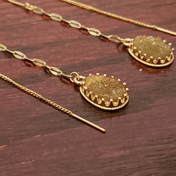 Gold plated Earrings, Dangle - Picture 3 of 5